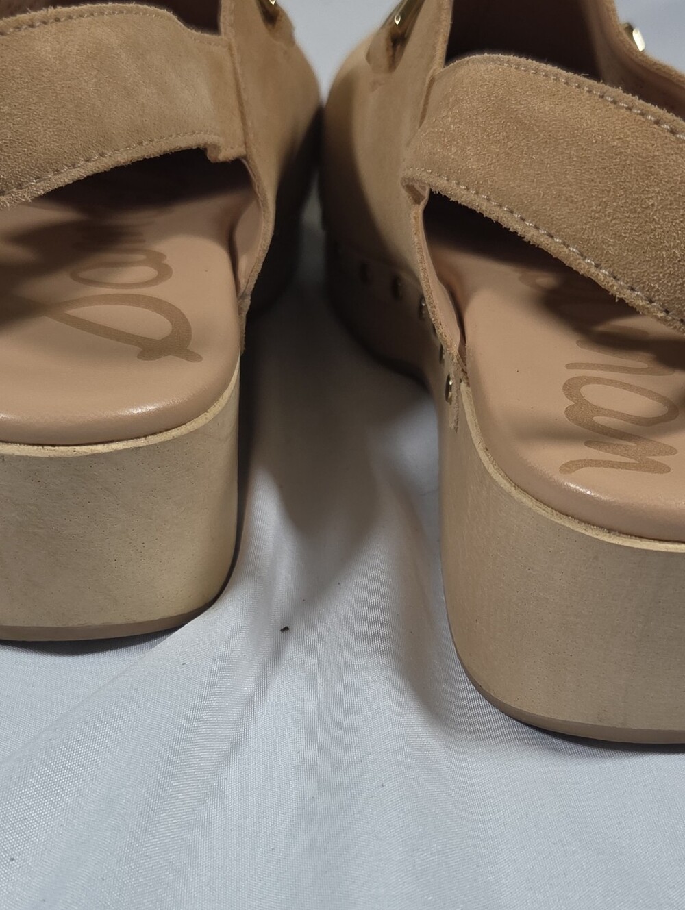 Sam Edelman Beige Suede Womens Slingback Studded Clog Sandals Sz 7 - Picture 9 of 10